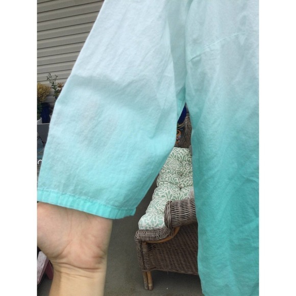 Krazy Kat size XXL tie die top blouse 3/4 sleeve beaded beading teal coastal - Picture 9 of 13